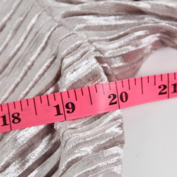 Tahari Large Dusty Beige Pleated Velvet Faux Wrap Top Blouse - Picture 7 of 8